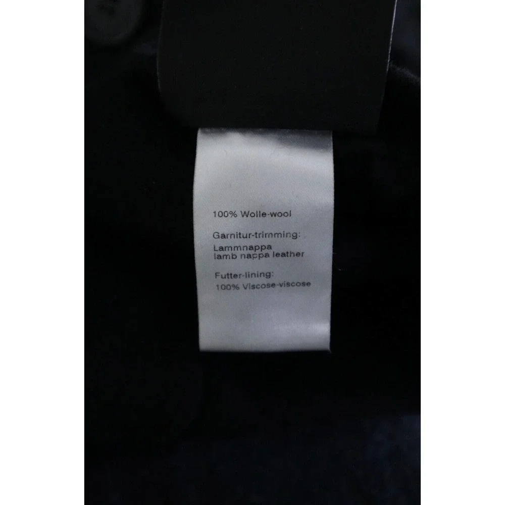 Akris US 4 Double Faced Wool Reversible Longline Jacket Navy Plaid Black - Picture 15 of 16